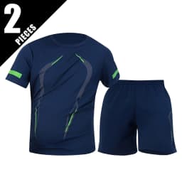2 Pcs Men's Mesh Breathable Quick-drying Sports Suit Loose Plus Size Running Fitness Mountaineering Casual Short-sleeved Shorts
