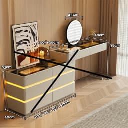 Nordic Solid Wood Dressers Bedroom Modern Dressing Table Drawer Integrated Home Small Apartment Makeup Table with LED Mirror