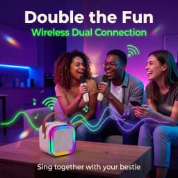Portable Karaoke Machine Bluetooth Speaker with 2 Wireless Microphones RGB LED Light Home Party Singing Speaker HandheldKTV Gift