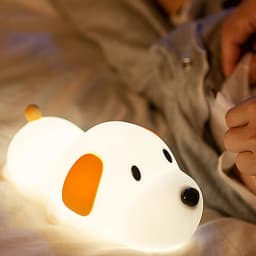 USB Rechargeable Bedside Mood Light Puppy Lamp Silicone Dog LED Night Lights Touch Sensor Colors for Children Baby Toy Gift