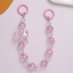 Y2K Cute Bowknot Phone Charm Strap Lanyard DIY Beaded Pendant Sweet Girl Keychain For iPhone Accessories Purse Bag Pendants