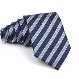 Men's Polyester 8cm Ties Vintage Navy Blue Striped Paisley Pattern Jacquard Weave Necktie Business Wedding Party Accessory Gift