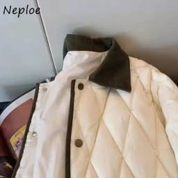 Neploe 2026 New Korea Turn-down Collar England Parkas Panelled Plaid Small Fragrance Coat Women All-match Literary Exquisite Top