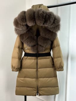 Janveny New Natural Thick Warm 90% White Duck Down Coat Long Winter Jacket Women Real Big Fox Fur Collar Belt Loose Puffer Parka