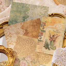 30sheets Lace Material Paper Junk Journal Decor DIY Supplies Scrapbooking Art Collage Aesthetics Stationery Craft Paper