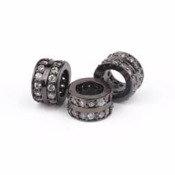 3pcs Micro Pave Zirconia Beads Round Geometry Metal Cubic Zircon Beads for DIY Bracelet Necklace Design Jewelry Crafts Making