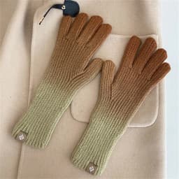 Winter Gloves for Women New Gradient Touchscreen Gloves Stretch Knit Warm Arm Mittens Outdoor Non-Slip Exposed Finger Guantes