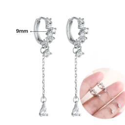 925 Sterling Silver Ear Needle White Zircon Silver Series Earrings ins Tassel Pendant Hoop Earrings For Women Advanced Jewelry