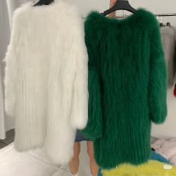 Eco-Friendly Fur Coat Women's Mid-Length Fashionable Casual Style Long Sleeve V-Neck Three Button Closure Outerwear