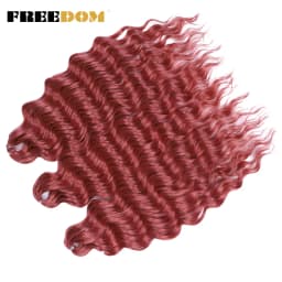 FREEDOM Synthetic Braiding Hair Extensions Deep Wavy 24 inch Long Curly Braids Hair Ombre Brown Rainbow Twist Crochet Hair