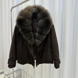 OFTBUY Big Real Fox Fur Collar Duck Down Coat Women Short Suede Pilot Jacket New Vintage Zipper Women's Winter Down Jacket