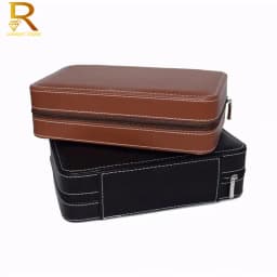 Loose Gemstones Jewelry Display Box Beads Organizer Container Round Gem Box PU Leather Diamond Exhibition Storage Carrying Case