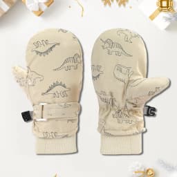 Children Waterproof Skiing Fleece Lined Mittens Dinosaur Patterned Winter Gloves Kids Outdoor Cold Weather Accessories