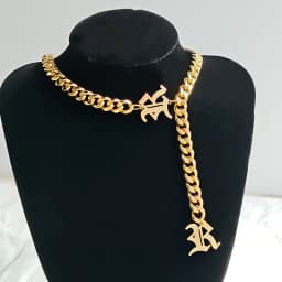 DUOYING Gothic Initial Letter Drop Choker Necklace Gold Plated Thick Cuban Link Chain Old English for Women Custom Jewelry Gif