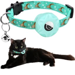 for Apple Tag Cat Collar, Reflective Kitten Collar with Airtag Case Holder and Bell for Girl Boy Cats ,Safe Breakaway Necklace