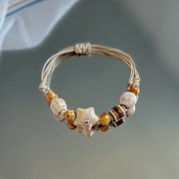 China Ethnic Retro Jingdezhen Ceramic Star Round Bead Rope Chain Bracelet for Women Friendship Charm Jewelry Accessories Gifts