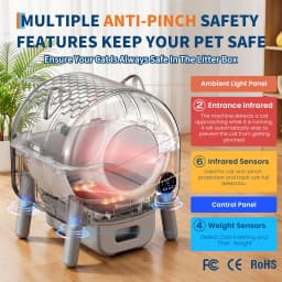 Automatic Self Cleaning Cat Litter Box, 72L Large Capacity For Multiple Cats, App Controlled, Odor Control, Quiet Safe Design