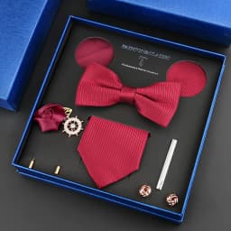 Luxury Neck Tie Set For Men Classic Brand Necktie Bowtie Hanky Cufflinks Floral Brooches Tie Clip Set Wedding Business Box Gift