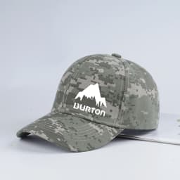 Burton Camouflage Mountain Print Baseball Cap—Adjustable Brim Outdoor Hat, Perfect for Camping and Outdoor Adventures