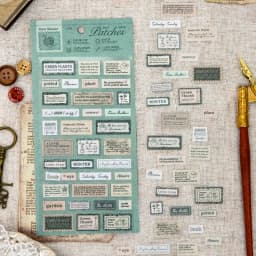 1 PC Patch Series Retro English Label Cloth Adhesive Stickers Creative Collage Decoration Junk Journal DIY Scrapbook Stickers