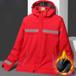 High-Speed Reflective Thickened Cotton Jacket Men's Fleece-Lined Printed Workwear Winter Outdoor Style Removable Hat Business...