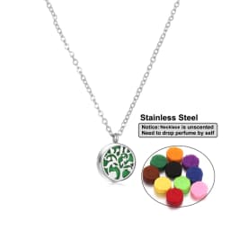 Stainless Steel Aromatherapy Essential Oil Diffuser Necklace Mini Tree Flower 12mm Locket Charm Aroma Perfume Pendant Necklace