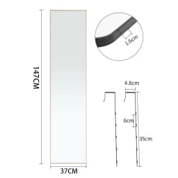 【Lifeideas】Full Length Mirror with Rounded Corners Door Hanging Black Mirror 37x147cm