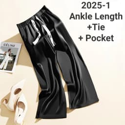 Acetate Silk Satin Straight-leg Pants Women's Summer Triacetate Silk Wide-leg Pants High Waist Drape Silk Smooth Long Pants