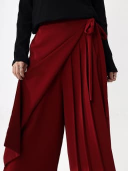 [EAM] High Elastic Waist Red Pleated Bandage Elegant Wide Leg Pants New Trousers Women Fashion Tide Spring Autumn 2026 1DH9565