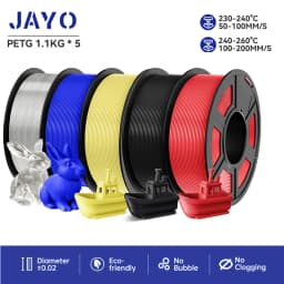 JAYO Filaments PETG 5 Rolls Mixed Colors 3D Printer Filament 1.75mm 100% No Bubble FDM 3D Printer Materials DIY Gift 1.1KG/1 Rol