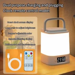 Rechargeable Led Night Light with Time Display USB-Powered Adjustable Brightness Bedside Lamp for Baby Nursery Reading Bedroom