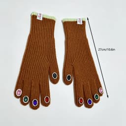 Luxury High Quality Rhinestone Solid Soft Extended Knitted Gloves Winter Warm Touch Screen Fashion Full Finger Women Mittens