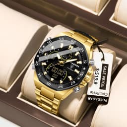 POEDAGAR New Men Clock LED Luminous Waterproof Week Date Military Man Wristwatch Electronic Stainless Steel Quartz Men's Watches