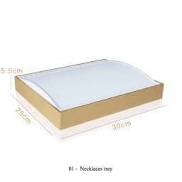Luxury Gold White PU Leather Necklace Ring Earring Holder Jewelry Tray Series Jewelry Disply Jewellery Organizer Box