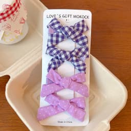 2026 4PCS/Set Kids Hair Clips Gingham Floral Bow Hair Barrettes No Hurt Hair Non Slip Soft Fabric Toddler Girls Accessories Gift