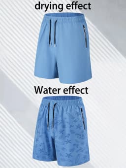 Men's Quick Dry Water Activated Color Changing Shorts Casual Beach Swim Trunks with Zipper Pockets Lightweight Breathable Runnin