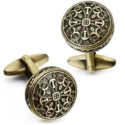 Antique Gold Silver Cufflinks and Tuxedo Studs Set Vintage Enamel Hollow Royal Pattern High End Mens Jewelry Gifts for Wedding