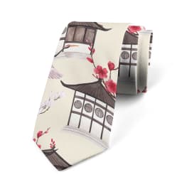 Design New 8CM Men Slim Fit Tie Crane Pattern Printing Fun Casual Fashion Necktie Bar Club Holiday Party Tie Japanese Gravatas