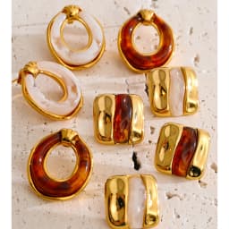 Yhpup New Arrivals Multi-Color Resin Round Square Geometric Earrings for Women Autumn Winter Style Daily Wear Fashion Jewelry