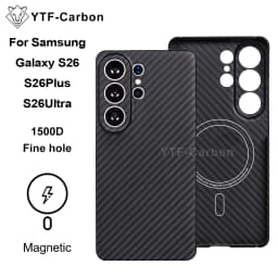 YTF-carbon Luxury Real Kevlar Case for Samsung Galaxy S26 Ultra/S26Plus/S26, Aramid Fiber Magnetic MagSafe Cover