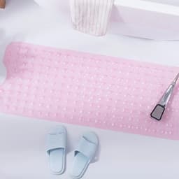 1Pc Non-Slip Shower Mat Bathtub Mat with Drain Holes and Suction Cups Machine Washable Household Bathroom Shower Carpet Bathroom