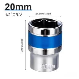1/2Inch Blue Drive Short Hex Sockets for Nut Removal 8-32mm Socket Spanner, CR-V Steel Socket Set For 1/2 Socket Set