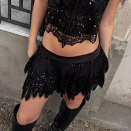 Women's Sequin Sparkly Mini Skirt Embroidered Low Rise Short Skirt with Jagged Scalloped Hem Rave Party Belly Dance Skirts