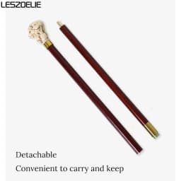 Antique Resin Lion Head Walking Stick Red Wood Detachable Walking Cane Elegant Decorative Party Accessory for Men And Women
