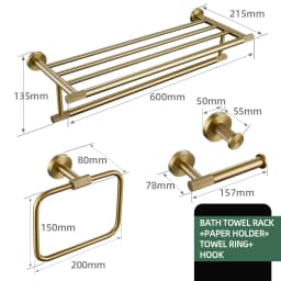 Gold Bathroom Accessories Towel Bar Bath Robe Hook Brass Knurled Bathroom Hardware Set Shelf for Towels Paper Tissue Holer