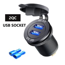 Aluminum 60W USB Charger Socket Fast Charge 12V/24V USB C Car Charger Socket PD and QC3.0 Dual USB Ports for Car Boat Motorcycle