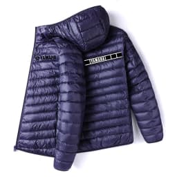 Men Yamaha Racing Graphic Light Puffer Jacket Stand Collar Zip Up Warm Motorcycle Biker Windproof Coat Winter Casual Outerwear