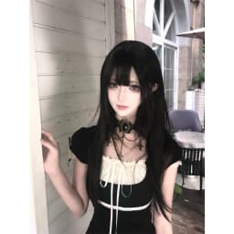 Dark Gothic Style Knot Sweet Black Skirt Autumn Versatile Slimming A-Line Skirt Casual Polyester Fiber