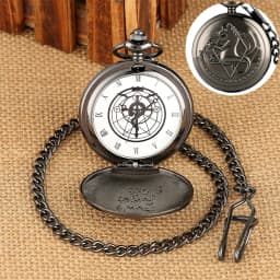 Simple Fullmetal Alchemist Quartz Silver Pocket Watch Edward Elric Anime Clock Design Pendant Cosplay Fans Necklace Chain Gifts