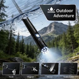 [8mm Single-Lens] Endoscope Camera with Adjustable Light,1920P , Semi-Rigid Cable Snake Borescope for iPhone, iPad, Samsung